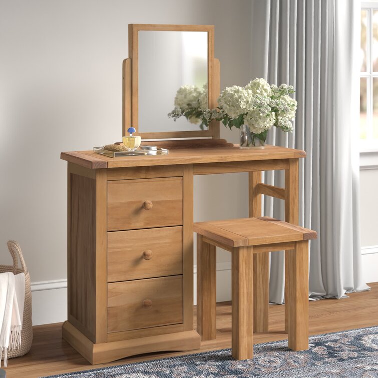 Wood dressing deals table with drawers